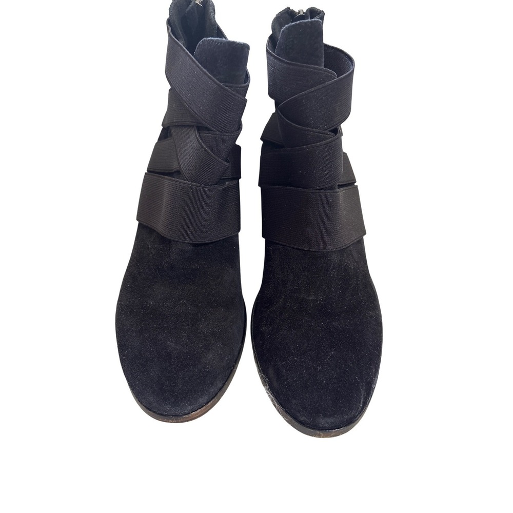Eileen Fisher Black‎ Suede Leather Elastic Strap Ankle Booties Size 7